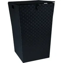 MSV Wäschekorb PP-Geflecht mit Deckel 35 cm x 35 cm x 55,5 cm Schwarz