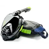 Captain Mike - Vollgesichts-Schnorchelmaske – 180° Sicht – faltbar – Dry-Top System – Anti-Beschlag – CO2-Filter – inkl. Tasche & Kamera-Halterung (L/XL)