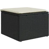 vidaXL Gartenhocker mit Kissen Schwarz 55x55x37 cm Poly Rattan