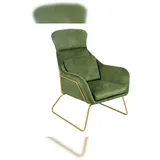 SalesFever Relaxsessel Budoni Samtvelours 73 x 102 x 80 cm Grün mit Rückenkissen