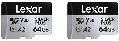 Lexar microSDXC Silver Plus UHS-1 V30 R205/W100MB/s - 2PACK 64GB