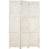 vidaXL 3tlg. Raumteiler Handgeschnitzt Weiß 120×165cm Mango Massivholz