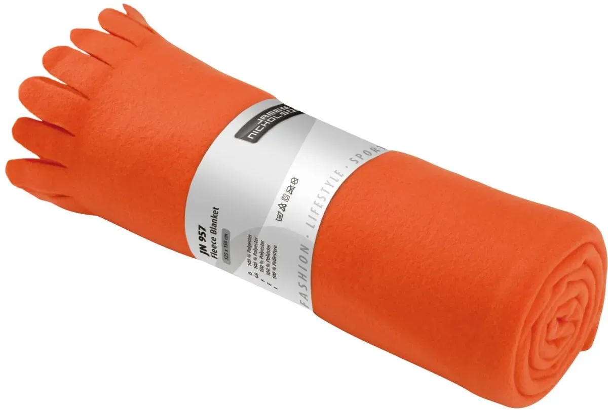 James & Nicholson Fleece Decke mit Fransen JN957 orange one size