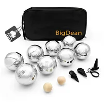 BigDean Boule Set mit 8 verchromten Boule Kugeln