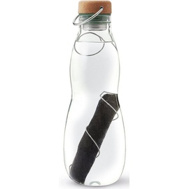 Black+Blum Eau Good Glas, Olive, 650 ml, Borosilikat Wasser Flasche mit Aktivkohle Filter, Isolierhülle aus recyceltem Polyester, Deckel aus Holzfaser-Polypropylen-Mischung, 100% auslaufsicher