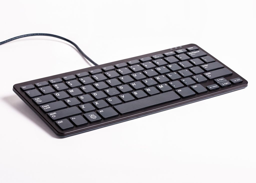 offizielle Raspberry Pi Tastatur, US-Layout, inkl. 3 Port USB Hub, schwarz/grau