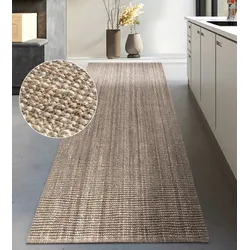 Teppich MY HOME "Avot Juteteppich", braun (graubraun), B:80cm H:10mm L:150cm, Jute, Teppiche, 100% Jutefaser, Läufer, Esszimmer, Wohnzimmer, Skandi