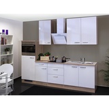 Flex-Well Küchenzeile Valero mit E-Geräten, Gesamtbreite: 270 cm Hochglanz Weiß-Sonoma Eiche NB
