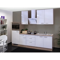 Flex-Well Küchenzeile Valero mit E-Geräten, Gesamtbreite: 270 cm Hochglanz Weiß-Sonoma Eiche NB