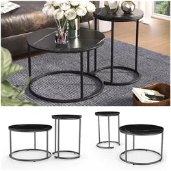 Vicco Couchtisch-Set Ottawa Schwarz Marmor-Optik 2 Teile