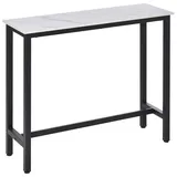 Homcom Bartisch Stehtisch mit Marmoroptik, Küchentisch mit verstellbare Füße für Wohnzimmer, Esszimmer, Stahl 120 x 40 x 100 cm Weiß+Schwarz