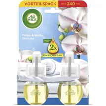 Airwick Air Wick Duftstecker Nachfüller Duo – Duft: Cotton und Weiße Orchidee – Frischer Raumduft für die Steckdose – 2x 19ml Duftölflakon-Nachfüller