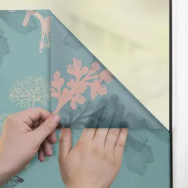 Lichtblick Fensterfolie selbstklebend, Sichtschutz, Aqua Floral - Blau B/L: ca. 100x100 cm