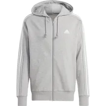 Adidas 3-Streifen French Terry Reißverschlusspullover Medium Grey Heather / White M