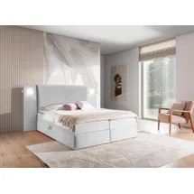 Fun Möbel Boxspringbett Bett MARTEN 180x200cm in Stoff Magic Velvet Hellgrau Set.1 - Grau