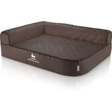 Knuffelwuff Eck Hundebett Winslow Orthopädisch Kunstleder L 85 x 63cm Lehne Links Braun