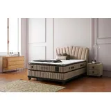 Bambi Pointhome Bambi Boxspringbett Set 140x200, H4 / H5, Thermall, Matratze mit Topper, Paketfedersystem , 1 x Matratze, 1 x Bettkasten, 1 x Kopfteil - Beige