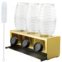 YIGII Sodastream Flaschenhalter,3er Abtropfhalter mit Herausnehmbare Abtropfwanne und Deckelhalter,Flaschenhalter Sodastream Crystal und Emil Flaschen, Gold