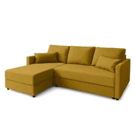 ax living Eckcouch Samt mit Schlaffunktion 2-Sitzer Gelb
