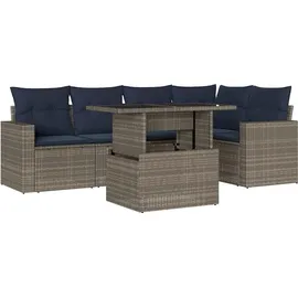 vidaXL Gartensofa-Set 6-tlg. grau Polyrattan