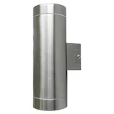 DAPO Außenwandleuchte Edelstahl 7,6 cm 2-Flammig GU10 silber