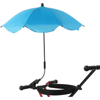 Atrusu Kinderwagen-Sonnenschirm, Universal-Regenschirm mit Klemme, Wasserdichter Kinderwagen-Regenschirm, Sonnenschutz-Verdunkelungsschirm für Kinderwagen, Rollstuhl. (Blue)