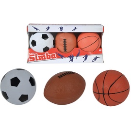 SIMBA Bälle Set, 3 Stück, Fußball, Basketball, Football, Durchmesser 9-10cm, Für Kinder ab 3 Jahren