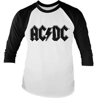 AC/DC Black Logo Retro Baseball Long Sleeve Tee weiß L
