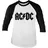 AC/DC Black Logo Retro Baseball Long Sleeve Tee weiß L