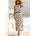 Jerseykleid creme-khaki bedruckt 36