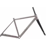 BSFHQS Cr-mo Stahl Fahrrad Rahmen 700C Rennrad Rahmenset 44 47 50 53cm Scheibenbremsrahmen Steckachsenrahmen 100/142mm Mit Carbonfaser Gabeln BSA BB68mm(Gunmetal,53cm)