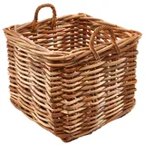 Kobolo Rattankorb Aufbewahrungskorb Gr. L – Eckiger Rattan-Korb mit Henkeln, 58x58x58 cm, stabil & dekorativ, ideal für Wohnzimmer, Bad & Aufbewahrung von Decken, Kissen oder Spielzeug