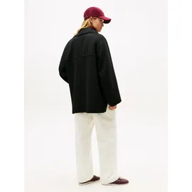 Tommy Hilfiger Damen Mantel Wool Funnel Coat mit Trichterkragen, Schwarz (Black), L-XL - XL