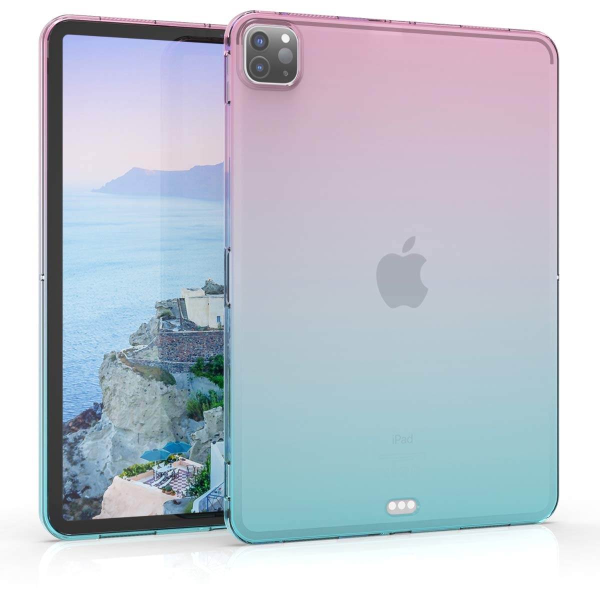 kwmobile Schutzhülle kompatibel mit Apple iPad Air 5. Gen (2022) / iPad Pro 11" (2020) - Hülle Silikon - Tablet Cover Case - Zwei Farben Pink Blau Transparent