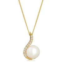 Elli DIAMONDS Klassisch Perle Diamant (0.055 ct.) 585 Gelbgold Ketten Damen