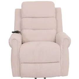 Mendler Fernsehsessel HWC-K63, Relaxsessel, Liegefunktion Aufstehhilfe Massage Heizfunktion, Stoff (220g/m2) Cord - creme-weiß