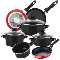 Magefesa - Kenya Kochgeschirr: 4 Töpfe mit Deckel und Set mit 3 Pfannen Ø16/20/24 cm aus gepresstem Stahl/Aluminium