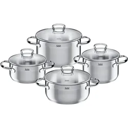 Topf-Set SILIT "Toskana Induktion, Kochtopf Set mit Glasdeckel, teilmattiert", silber (edelstahlfarben), Töpfe, Induktions Töpfe Set, für alle Herdarten geeignet, ohne Skalierung