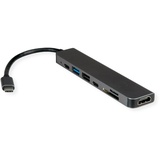 VALUE USB C Dockingstation, HDMI 4K60, 2x USB2.0 (A+C) + 1x USB3.2 Gen1 (A), 1x PD, 1x SD/TF
