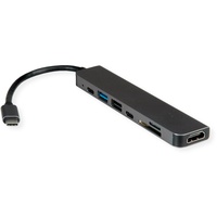 VALUE USB C Dockingstation, HDMI 4K60, 2x USB2.0 (A+C) + 1x USB3.2 Gen1 (A), 1x PD, 1x SD/TF