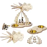 saico - hgd Bastelset Deko Holz Pyramide für 2 Teelichter 17 cm