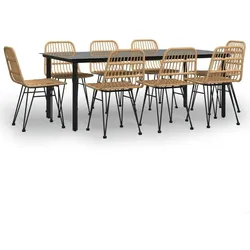vidaXL 9-tlg. Garten-Essgruppe Poly Rattan