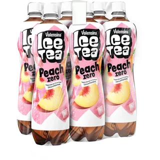 Valensina IceTea Peach Zero, 6 x 1l, Eistee Zero Pfirsich, Einweg