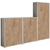 moebel-dich-auf Aktenschrank OFFICE EDITION (Set 53, 2x Aktenschrank niedrig + 1x Aktenschrank hoch) abschließbar, Metallgriffe grau