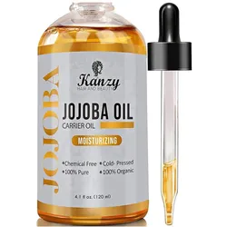 Kanzy Jojobaöl Bio Kaltgepresst 100% Rein Gold für Haut Haare Nägel 120 ml