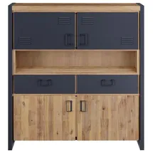 Main Möbel Highboard 141 x 150 cm Akazie & Metall schwarz