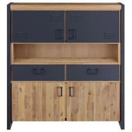 Main Möbel Highboard 141 x 150 cm Akazie & Metall schwarz