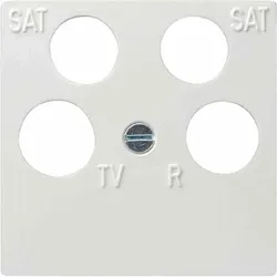 Gira System 55 Zentralplatte, Sat/TV/Radio, 4f, reinweiß, Befestigung mit Schraube, mit Aufdruck, ohne Beschriftungsfeld, 025903