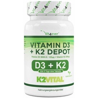 (740,37 EUR/kg) Vit4ever Vitamin D3 + K2 Depot 180 Tabletten Glutenfrei