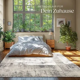 Tectake Nadira Kurzflorteppich 240 x 340 cm Beige/Grau